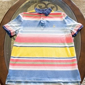 Medium Blue, yellow, pink Colored Striped Ralph Lauren Polo Shirt